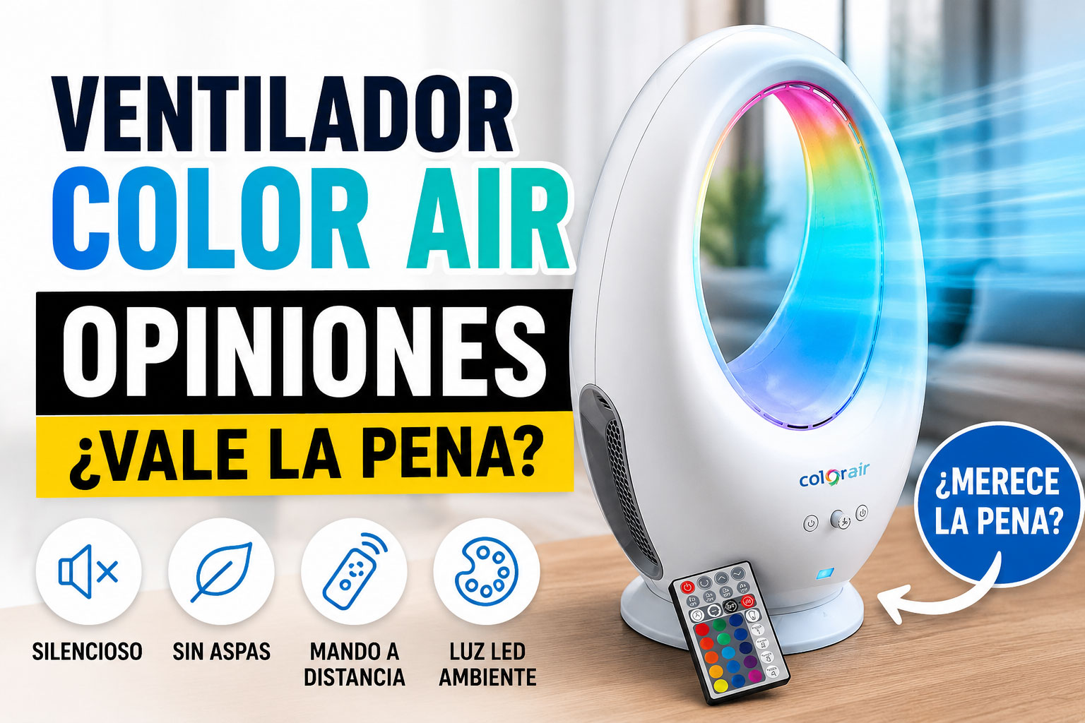 Ventilador Color Air sin aspas con luz LED y mando a distancia – opiniones, funcionamiento y si merece la pena