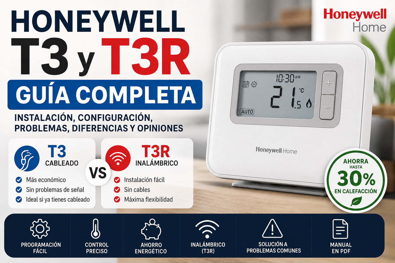 Honeywell T3R guía completa con configuración, problemas comunes, instalación y diferencias con Honeywell T3